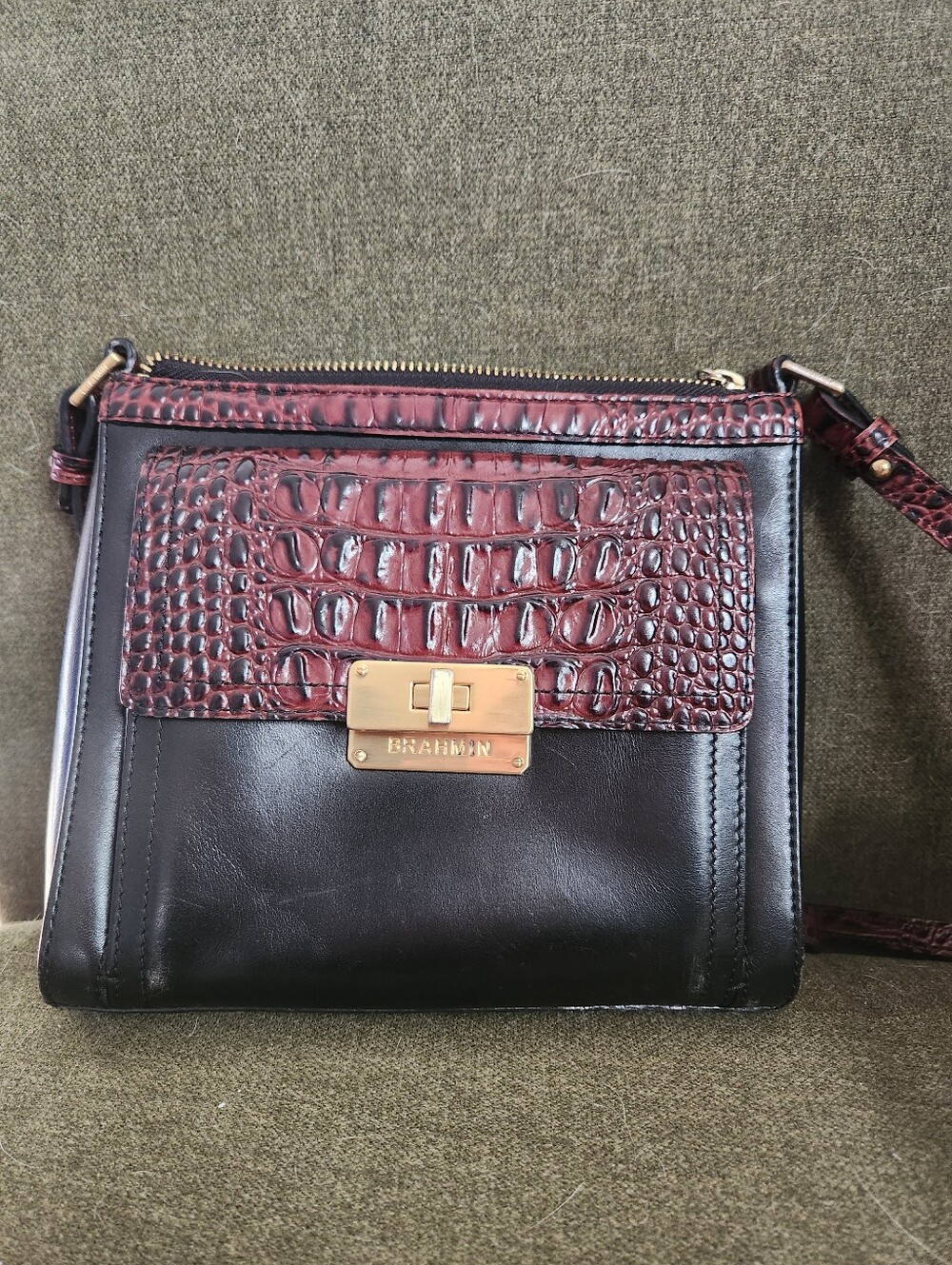 Brahmin Mimosa Croc-Accent Leather Crossbody